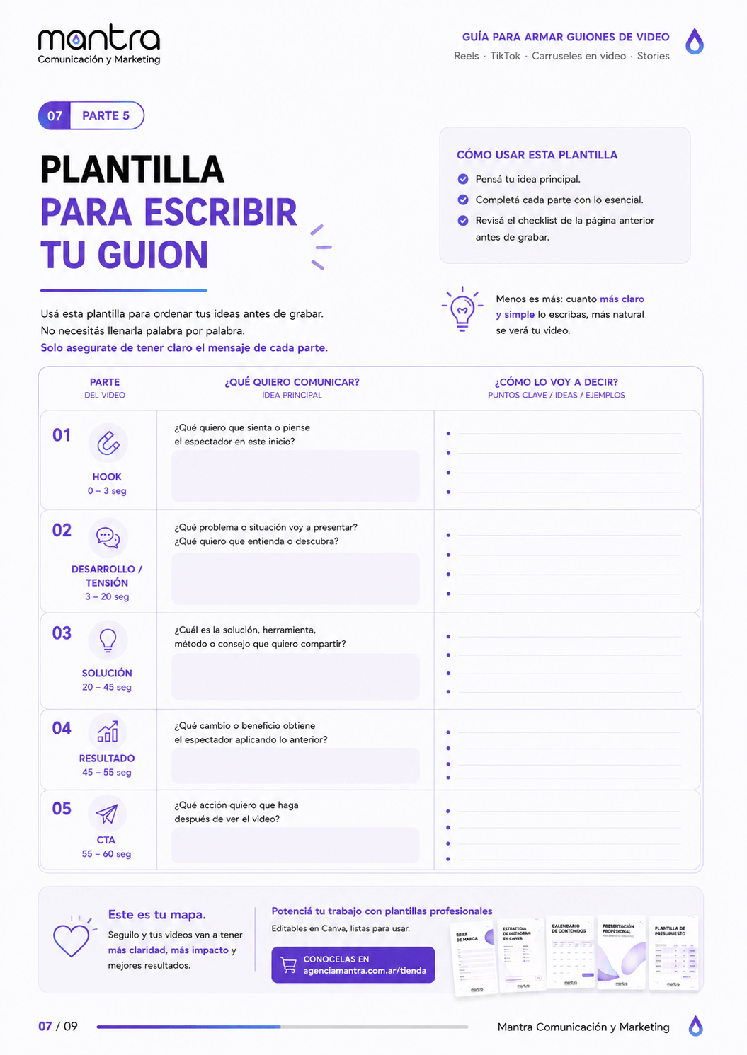 Plantilla para escribir tu guion